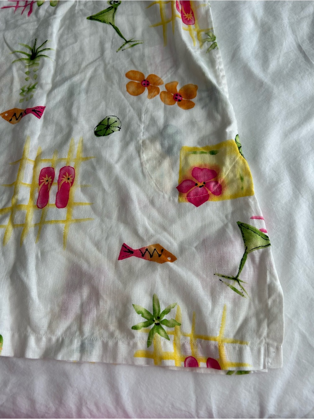 Cotton Connection 100% Linen White Tropical Print Mini Dress - Picture 9 of 12